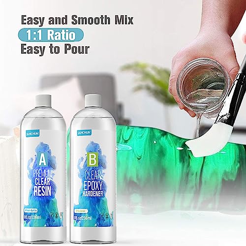 16oz Premium Clear Epoxy Resin Kit Casting and Coating for River Table Tops, Art Casting Resin,Jewelry Projects, DIY,Tumbler Crafts, Molds, Art Painting, Easy Mix 1:1 Ratio (16oz)