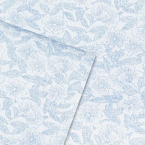 Laura Ashley Home - Twin Sheets, Soft Sateen Cotton Bedding Set - Sleek, Smooth, & Breathable Home Decor (Blossoming Blue, 3 pcs,Twin)