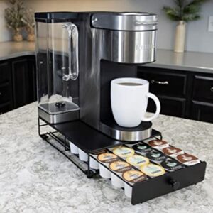 Nifty Solutions Capacity Nifty Rolling Mini Black Finish, Compatible with K-Cups, 24 Pod Pack Holder, Compact Under Coffee Pot Storage Drawer, Slim Home Kitchen Counter Organizer