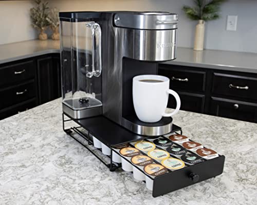 Nifty Solutions Capacity Nifty Rolling Mini Black Finish, Compatible with K-Cups, 24 Pod Pack Holder, Compact Under Coffee Pot Storage Drawer, Slim Home Kitchen Counter Organizer