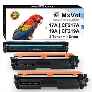 mxvol compatible toner cartridge and drum unit replacement for hp 17a cf217a toner & 19a cf219a drum for hp pro m102w m130fw m130nw m130fn m102 m130 printer (2 toner+1 drum,3-pack)