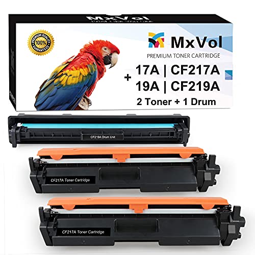 MxVol Compatible Toner Cartridge and Drum Unit Replacement for HP 17A CF217A Toner & 19A CF219A Drum for HP Pro M102w M130fw M130nw M130fn M102 M130 Printer (2 Toner+1 Drum,3-Pack)