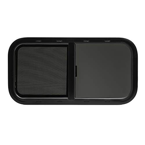 ToughGrade Horizontal Sliding Black RV Window 30" X 15" X 1 1/2" Includes Mounting Ring and Screen