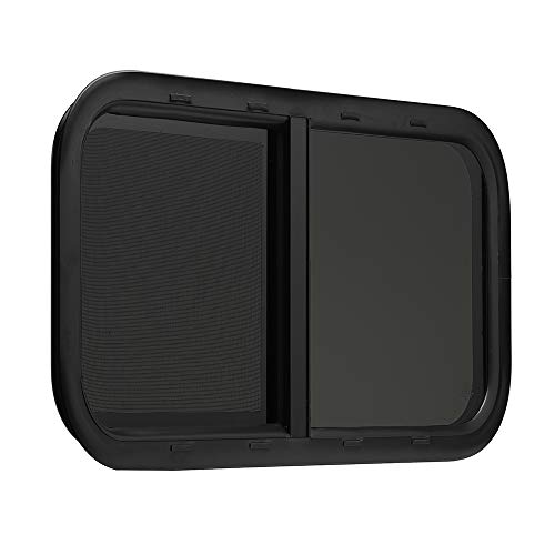 ToughGrade Horizontal Sliding Black RV Window 30" X 15" X 1 1/2" Includes Mounting Ring and Screen