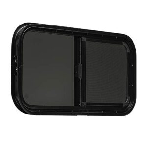 ToughGrade Horizontal Sliding Black RV Window 30" X 15" X 1 1/2" Includes Mounting Ring and Screen