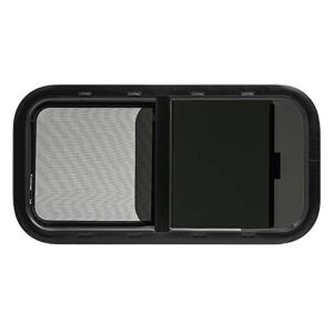 ToughGrade Horizontal Sliding Black RV Window 30" X 15" X 1 1/2" Includes Mounting Ring and Screen