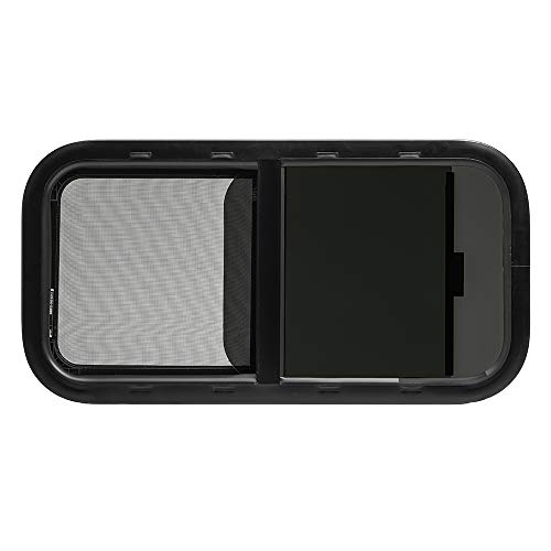 ToughGrade Horizontal Sliding Black RV Window 30" X 15" X 1 1/2" Includes Mounting Ring and Screen