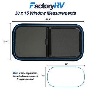 ToughGrade Horizontal Sliding Black RV Window 30" X 15" X 1 1/2" Includes Mounting Ring and Screen