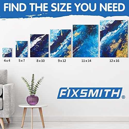 FIXSMITH Stretched White Blank Canvas - 11x14 Inch, 8 Pack, Primed,100% Cotton,5/8 Inch Profile of Super Value Pack for Acrylics,Oils & Other Painting Media