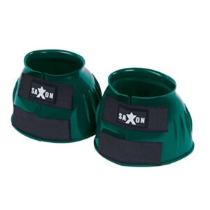 Saxon. Double Tape PVC Ribbed Bell Boots, Hunter Green, Warmblood