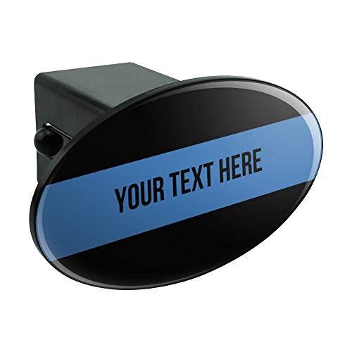 Personalized Custom 1 Line Police Thin Blue Line Oval Tow Trailer Hitch Cover Plug Insert