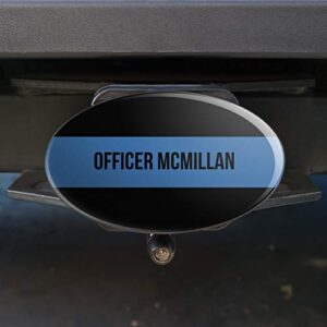 Personalized Custom 1 Line Police Thin Blue Line Oval Tow Trailer Hitch Cover Plug Insert