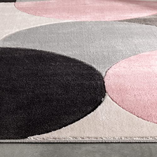 Well Woven Hilda Blush Pink Modern Geometric Circles & Boxes Pattern 7'10" x 9'10" Area Rug