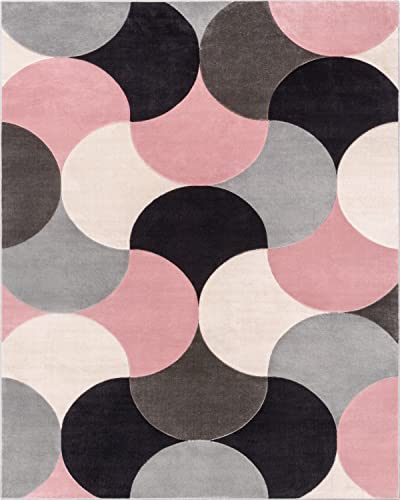 Well Woven Hilda Blush Pink Modern Geometric Circles & Boxes Pattern 7'10" x 9'10" Area Rug