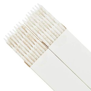 White Gold Glitter Long Thin Birthday Cake Candles in Holders (5 in., 48 Pack)