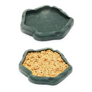 SLSON Reptile Feeder Terraium Bowl Plastic Shallow Reptile Feeder for Food and Water Feeding Dish for Lizard Gecko Bearded Dragon