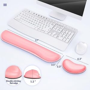 Gimars Upgrade Cleanable PU Leather Keyboard Wrist Pillow Rest Pad, Enlarge Mouse Wrist Cushion Support for Office, Computer, Laptop, Mac, Durable, Comfortable, Pain Relief, Pink