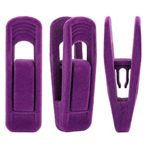 trgowaul purple velvet hangers clips, pants hangers velvet clips, strong finger clips perfect for thin velvet hangers (20 pcs, purple)