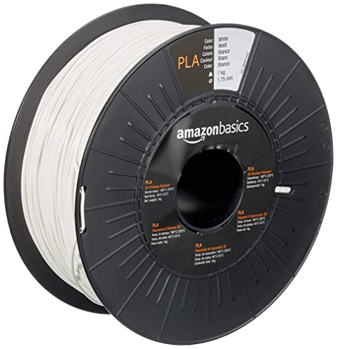 Amazon Basics PLA 3D Printer Filament, 1.75mm, White, 1 kg Spool