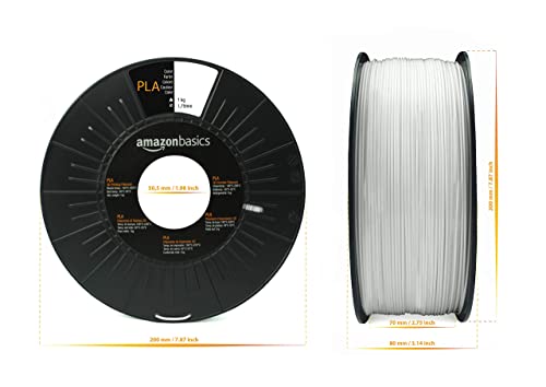 Amazon Basics PLA 3D Printer Filament, 1.75mm, White, 1 kg Spool