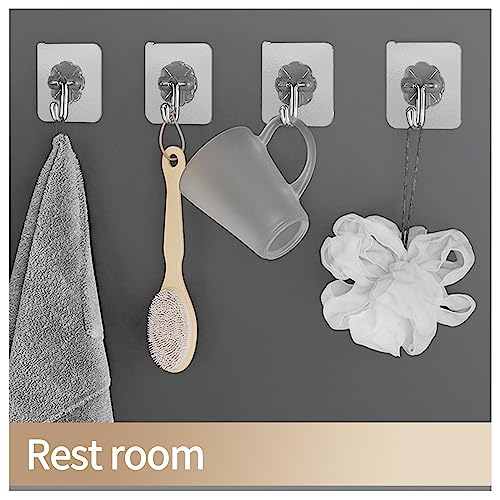 DSMY 27 Pack 25lb Frosted Self Adhesive Hooks for Shower Towel Cups Coat Door,Wall Hooks for Hanging,Heavy Duty Wall Sticky Hooks for Bathroom Kitchen Outdoor Dorm Room Essentials