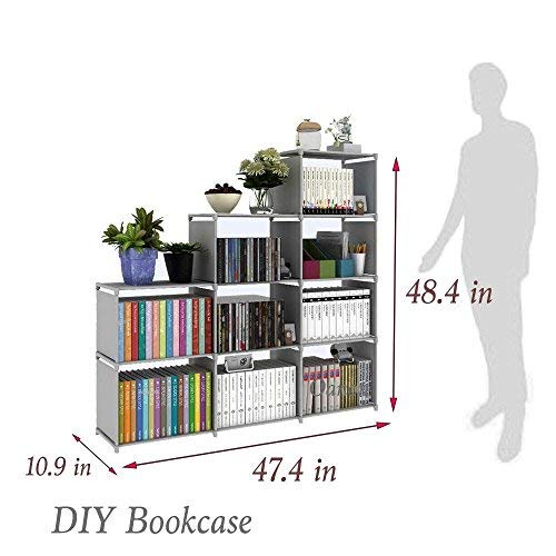 Hosmat 9-Cube DIY Children's Bookcase 30 inch Adjustable Bookshelf Organizer Shelves Unit, Folding Storage Shelves Unit