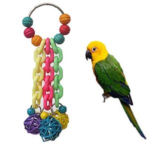 academyus colorful rattan ball bird parrot budgie chew climbing chain toy pet cage decor