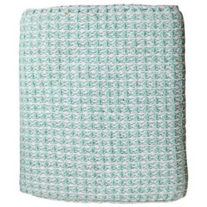 Farmhouse Throws Blanket in Two Tone Honeycomb,Picnic,Camping, Beach,Throws for Couch,Everyday Use, Cotton Throw Blanket with Super Soft and Excellent Handfeel 50 x 60 -Aqua White