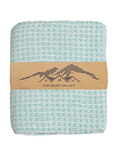 Farmhouse Throws Blanket in Two Tone Honeycomb,Picnic,Camping, Beach,Throws for Couch,Everyday Use, Cotton Throw Blanket with Super Soft and Excellent Handfeel 50 x 60 -Aqua White