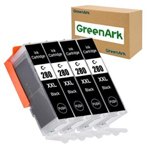 greenark compatible ink cartridge replacement for canon pgi-280 pgi-280xxl bk black ink tank 4 pack black works for canon pixma tr7520 tr8520 ts9120 ts6120 ts6220 ts8120 ts8220 ts9520 ts9521c printers