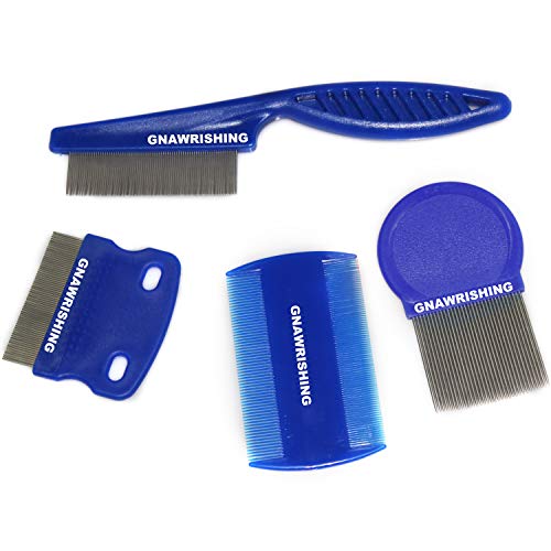 GNAWRISHING Flea Comb 4Pcs with High Strength Teeth Durable Pet Tear Stain Remover Combs, Dog Cat Grooming Set Effective Float Hair Remover…