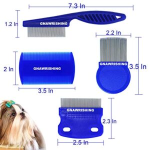 GNAWRISHING Flea Comb 4Pcs with High Strength Teeth Durable Pet Tear Stain Remover Combs, Dog Cat Grooming Set Effective Float Hair Remover…