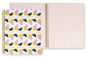 kate spade new york large spiral notebook, 11" x 9.5" with 160 college ruled pages, geo spade