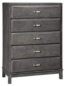 signature design by ashley caitbrook contemporary 5 drawer chest with dovetail construction, weathered gray, grey, 36.5 x 17.5 x 52 inches