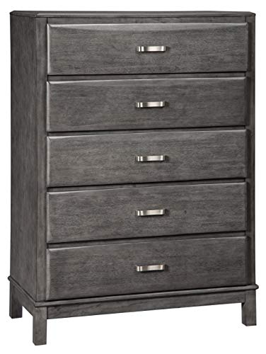 Signature Design by Ashley Caitbrook Contemporary 5 Drawer Chest with Dovetail Construction, Weathered Gray, Grey, 36.5 x 17.5 x 52 inches