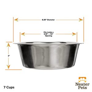 Neater Pet Brands Stainless Steel Dog and Cat Bowls (2 Pack) Neater Feeder Deluxe or Express Extra Replacement Bowl (Metal Food and Water Dish) (7 Cup)