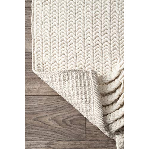 nuLOOM Keren Casual Wool Tassel Area Rug, 8x10, Off-white