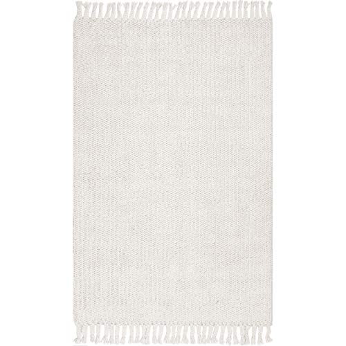 nuLOOM Keren Casual Wool Tassel Area Rug, 8x10, Off-white