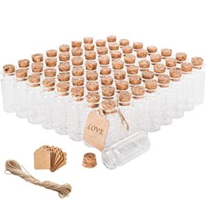 brajttt 64pcs cork stoppers glass bottles, diy decoration small tiny glass jars favors,mini vials cork,10ml storage container for art crafts for wedding party supplies