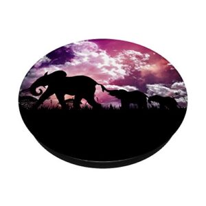 Elephant Moon Purple Color Phone Grip PopSockets PopGrip: Swappable Grip for Phones & Tablets