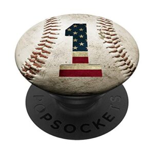 baseball number 1 with american usa flag phone stand popsockets popgrip: swappable grip for phones & tablets