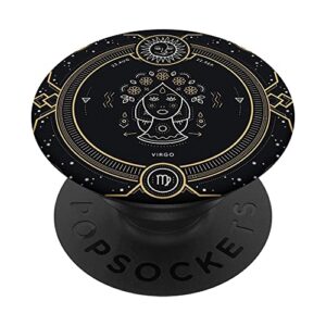 virgo zodiac sign - black and gold phone accessory popsockets swappable popgrip