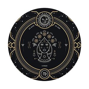 Virgo Zodiac Sign - Black and Gold Phone Accessory PopSockets Swappable PopGrip