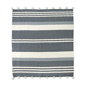 Santa Barbara Design Studio Pure Design Slub Cotton Pom Pom Throw Blanket, 50 x 60, Stripe