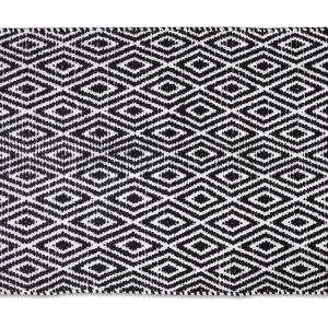 THE BEER VALLEY Cotton Diamond Rug 21x34 Inches - Black, Reversible Machine Washable Accent Rugs for Bedroom, Kitchen, Entryway, Bathroom
