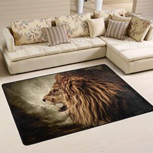 agona modern area rug 2x3 roaring angry lion rugs soft indoor floor carpet, no-shedding non-slip rectangle mat for living room entryway bedroom dormitory