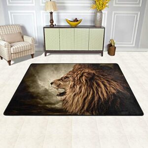 AGONA Modern Area Rug 2x3 Roaring Angry Lion Rugs Soft Indoor Floor Carpet, No-Shedding Non-Slip Rectangle Mat for Living Room Entryway Bedroom Dormitory