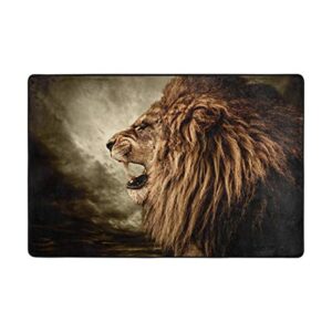 AGONA Modern Area Rug 2x3 Roaring Angry Lion Rugs Soft Indoor Floor Carpet, No-Shedding Non-Slip Rectangle Mat for Living Room Entryway Bedroom Dormitory