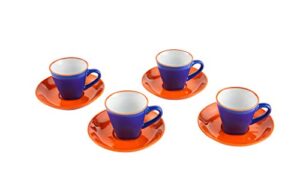 imusa usa blue, 8 piece 3oz colorful espresso cups with saucers, orange