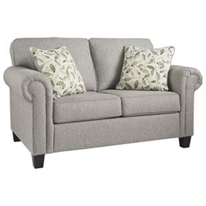 signature design by ashley alandari traditional loveseat with 2 accent pillows, gray